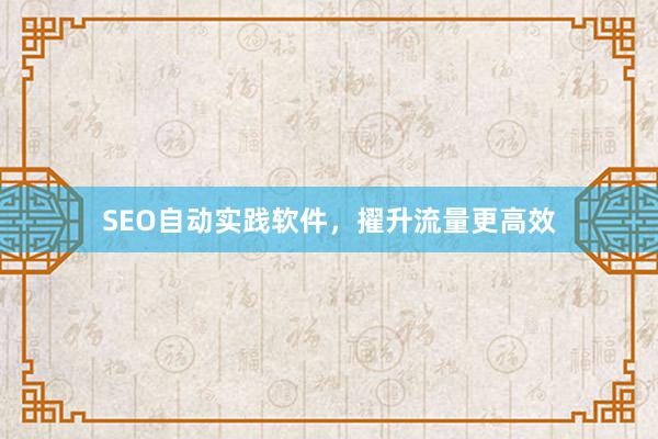 SEO自动实践软件，擢升流量更高效