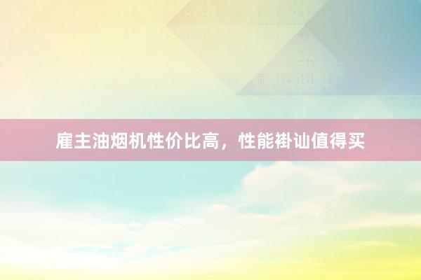 雇主油烟机性价比高，性能褂讪值得买